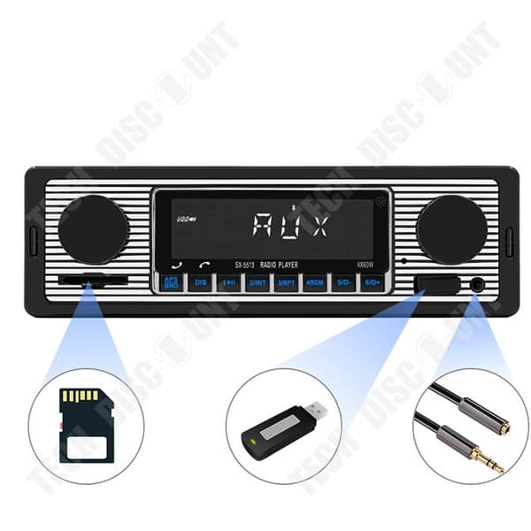 TD® Bluetooth bilradio MP3-spelare Bluetooth handsfree bilradio svart för alla små bilar Bilstereospelare
