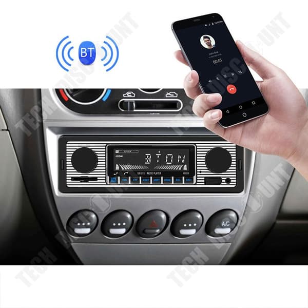 TD® Bluetooth bilradio MP3-spelare Bluetooth handsfree bilradio svart för alla små bilar Bilstereospelare