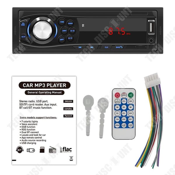 TD® Universal 12V Bluetooth bilradio för bil bluetooth mp3-spelare som stöder TF-kort U disk FM bilradio svart