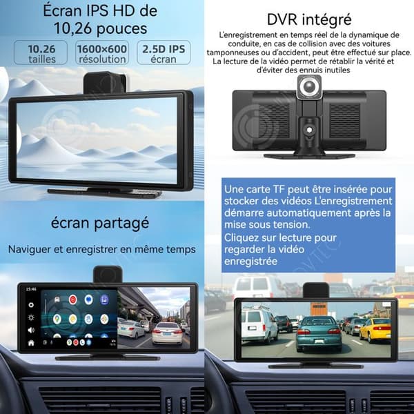 INN Bil MP5 128G SD med Backkamera och Körregistrator Bärbar Bilradio 10,26 tum Backkamera Carplay och Android