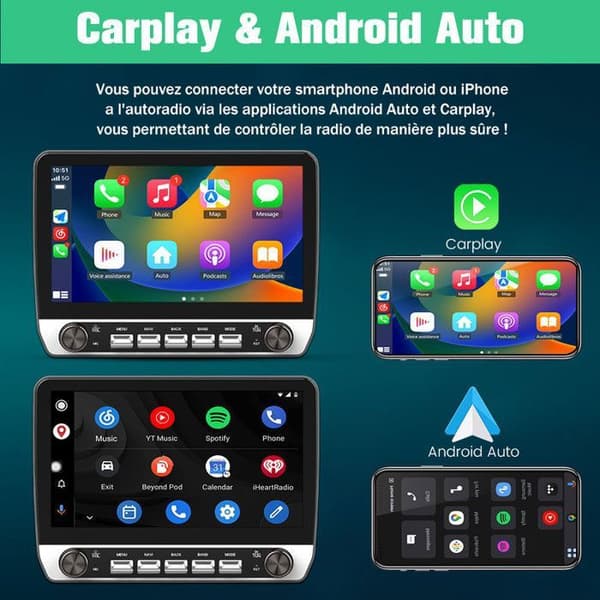 AWESAFE Autoradio Android 13 för Peugeot 206 (2002-2010) 2Go+64Go 10'' Pekskärm med knappar Carplay Android Auto WiFi
