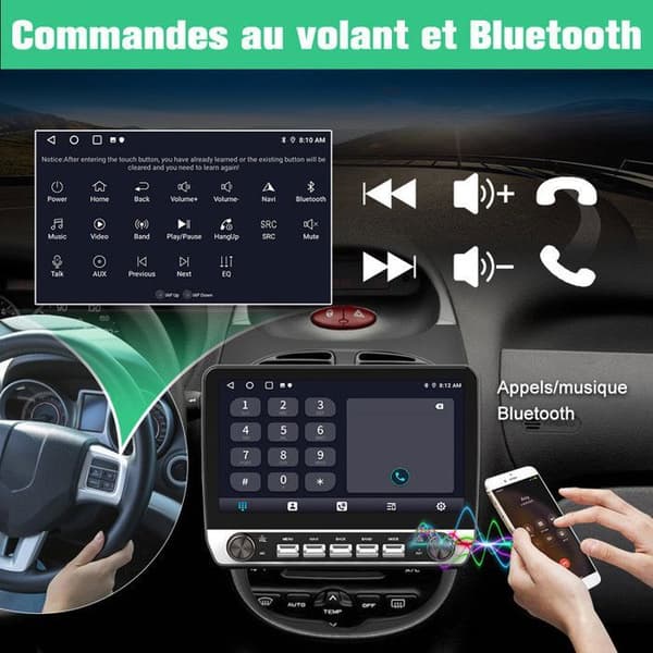 AWESAFE Autoradio Android 13 för Peugeot 206 (2002-2010) 2Go+64Go 10'' Pekskärm med knappar Carplay Android Auto WiFi