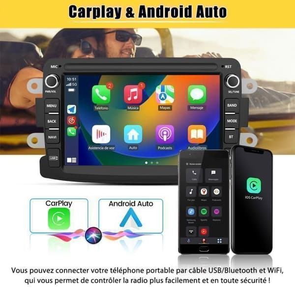 Junsun Autoradio Android 13 2Go+32Go för Renault Dacia Duster Sandero Captur Lodgy Symbol Logan 7" Skärm Carplay Android Auto GPS