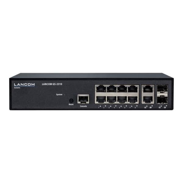 LANCOM GS-2310 Managed Switch 8 x 10-100-1000 + 2 x Combo Gigabit SFP stationär dator, rackmonterbar Svart
