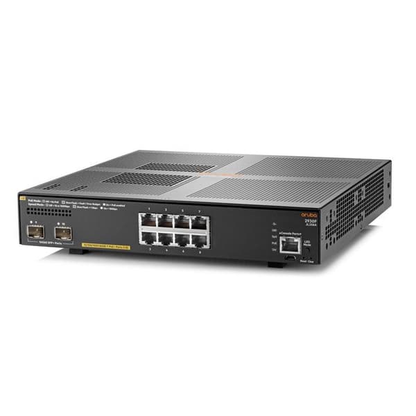 HPE ARUBA 2930F 8G PoE+ 2SFP+ Switch - C3 - Managed - 8 x 10/100/1000 (PoE+) + 2 x 1 gigabit/10 gigabit SFP+ (upplänk)