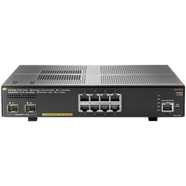 HPE ARUBA 2930F 8G PoE+ 2SFP+ Switch - C3 - Managed - 8 x 10/100/1000 (PoE+) + 2 x 1 gigabit/10 gigabit SFP+ (upplänk)