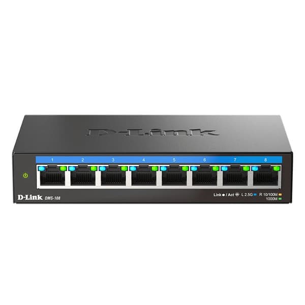NÄTVERK, Switch, Fristående Switch, D-Link 8-portar Ohanterad Multi-Gigabit Funktioner 8N LAN-portar Typ och