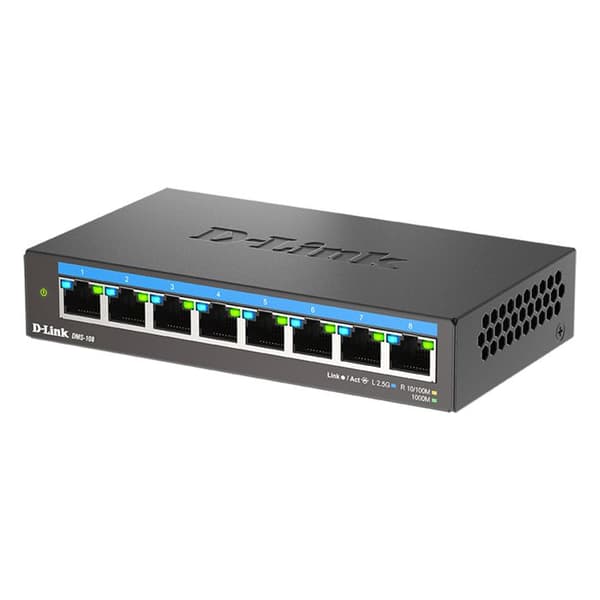 NÄTVERK, Switch, Fristående Switch, D-Link 8-portar Ohanterad Multi-Gigabit Funktioner 8N LAN-portar Typ och