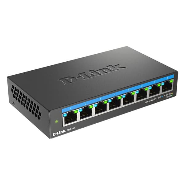 NÄTVERK, Switch, Fristående Switch, D-Link 8-portar Ohanterad Multi-Gigabit Funktioner 8N LAN-portar Typ och Svart
