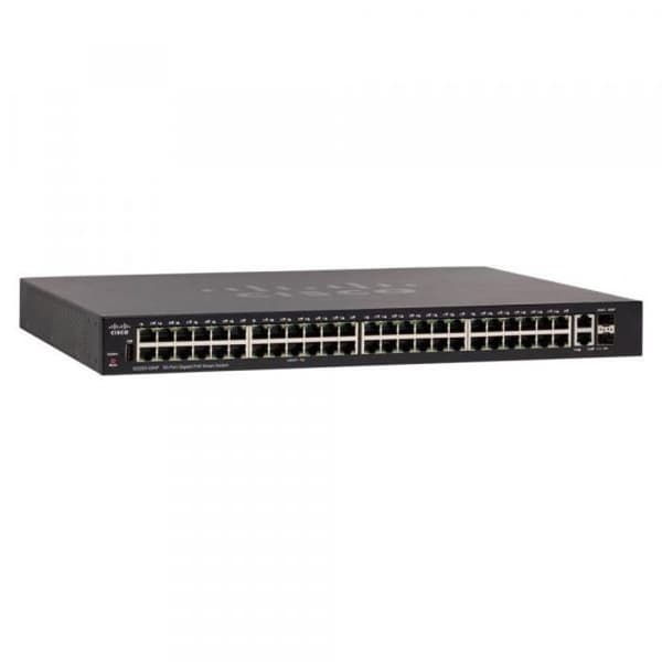 Cisco 250 Series SG250-50 C3 Smart Switch 48 x 10-100-1000 + 2 x Combo Gigabit SFP Rack Monterbar Svart