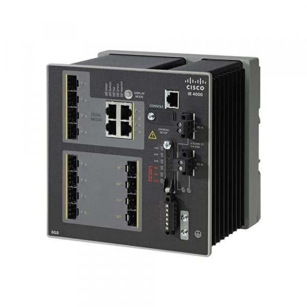 Cisco Industrial Ethernet 4000 Series Managed Switch 8 x Gigabit SFP + 4 x Combo Gigabit SFP DIN Rail Mount DC-ström Svart