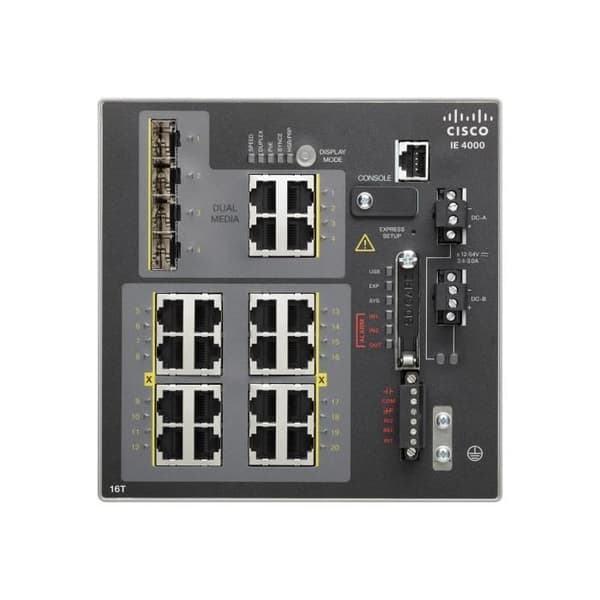 Cisco Industrial Ethernet 4000 Series Managed Switch 16 x 10-100 + 4 x Combo Gigabit SFP DIN Rail Mount DC-ström- USED