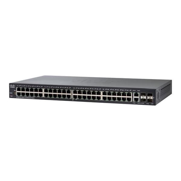 Cisco 250-serien SF250-48 Managed Switch 48 x 10-100 + 2 x 10-100-1000 + 2 x Combo Gigabit SFP + 2 x Gigabit SFP Monterbar... Svart