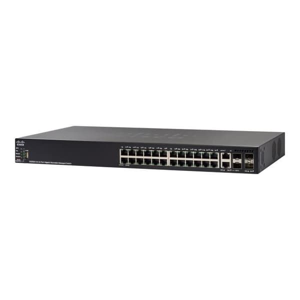 Cisco Small Business SG550X-24MPP Managed C3 Switch 24 x 10-100-1000 (PoE+) + 2 x Combo 10 Gigabit SFP+ + 2 x SFP+ Monterbar... Svart