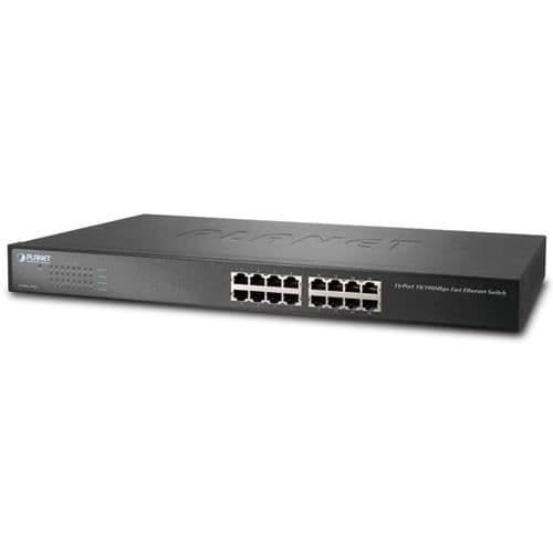 Planet FNSW-1601, Unmanaged Network Switch, Fast Ethernet (10-100), 1U Blå