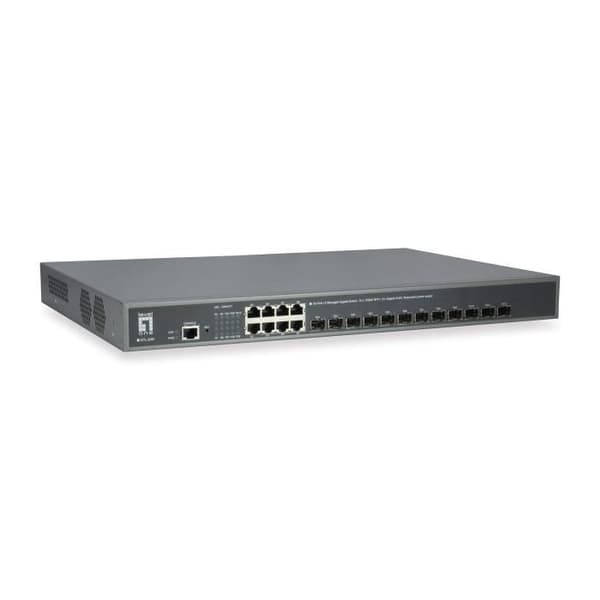 LEVELONE LOT OM 8 GE GTL-2091 SWITCHES 12 X GSFP 19'' Grå