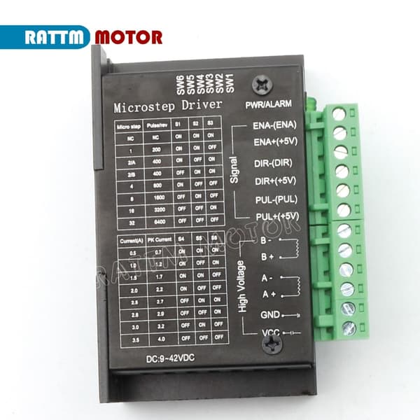 Stepper Motor Driver TB6600, 4A Strøm, 9-42VDC Spænding, 16 Mikro-Stepping
