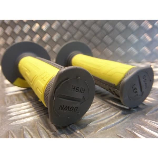 par gummibeläggning styre 22 mm progrip 792 grå och gul motorcykel skoter fyrhjuling