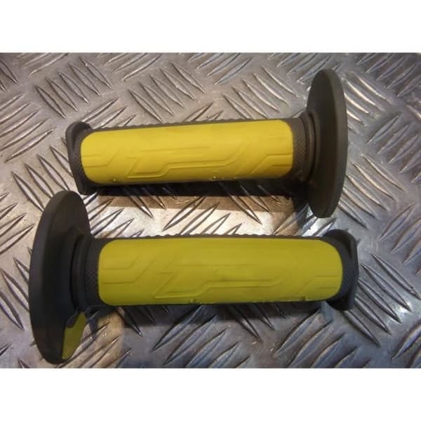 par gummibeläggning styre 22 mm progrip 792 grå och gul motorcykel skoter fyrhjuling