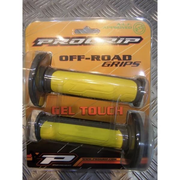 par gummibeläggning styre 22 mm progrip 792 grå och gul motorcykel skoter fyrhjuling