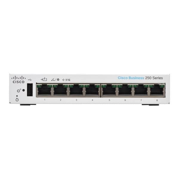 - Cisco - Cisco Business 250 Series CBS250-8T-D - switch - 8 portar - smart- USED Grå