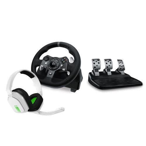 Logitech G920 Driving Force Racing ratt och pedalpaket för PC-Mac-Xbox One-Xbox Series X-S Svart + Headset
