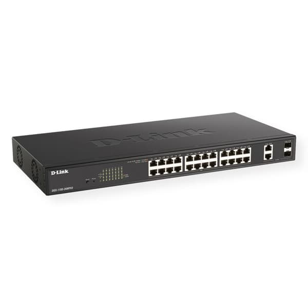 D-Link DGS 1100-26MPV2 - Switch - smart - Combo 24 x 10/100/1000 (PoE) + 2 x Gigabit SFP - stationär, rackmonterbar -