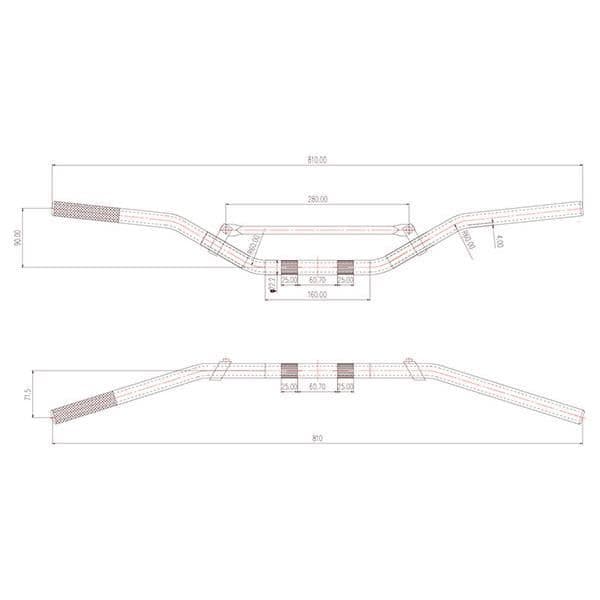 aluminium motocross styre 22,2 mm x 810 x 90 mm