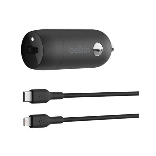 Belkin BoostCharge strömadapter för bil - 24 pin USB-C - 30 Watt Svart