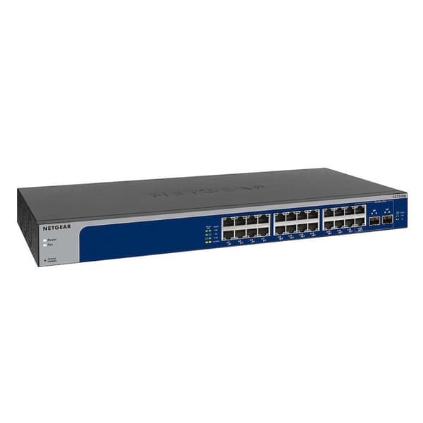 NETGEAR Smart Managed Plus XS724EM Smart Switch 22 x 100-1000-2.5G-5G-10GBase-T + 2 x Combo 10 Gigabit SFP+... Blå, Grå