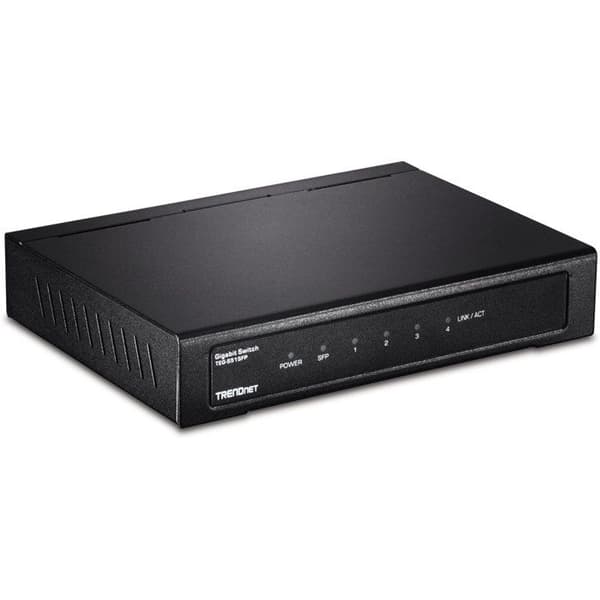 TRENDNET TEG-S51SFP 4-portars Ethernet-switch - 2 lager stöds - Modulär - Fiberoptisk - Twisted Pair Svart