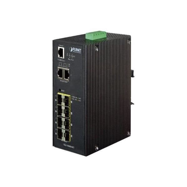 PLANET IGS-10080MFT Managed Switch 8 x SFP + 2 x 10-100-1000 DIN-skena montering Blå, Vit