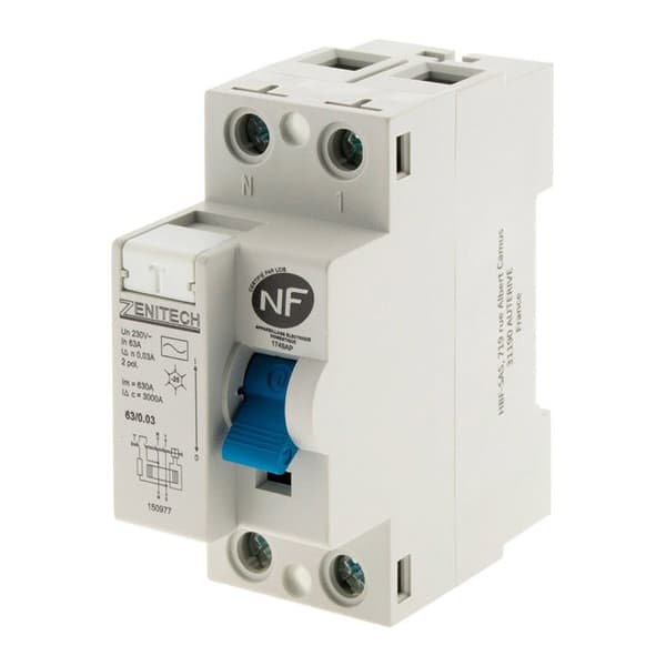 Differentialbrytare 63/2 30mA Typ AC NF - Zenitech
