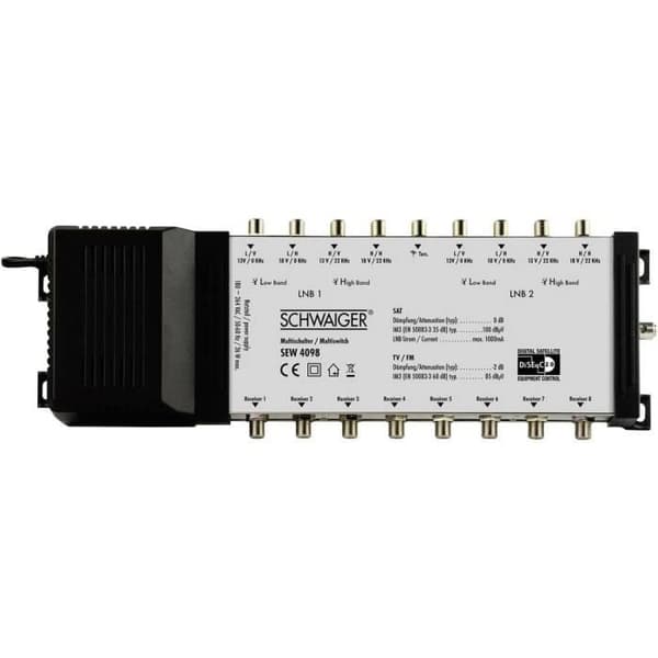 Schwaiger SEW4098 SAT Multiswitch-ingångar=9 (8 markbundna SAT-1) Antal abonnenter=8