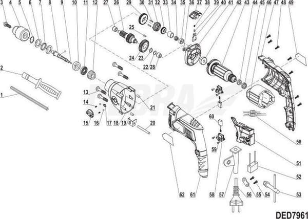 Växellåda - överföringslåda - axel - differential Dedra - XDED7961.10 - växelektor