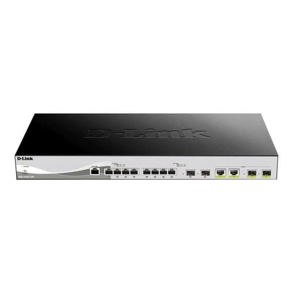 D-Link DXS 1210-12TC - Switch - smart - 8 x 10GBase-T + 2 x 10 Gigabit SFP+/RJ-45 combo + 2 x SFP+ - stationär, monterbar Svart, Silver