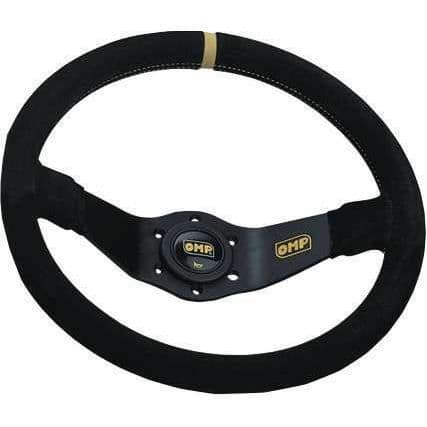 Rallysvart ratt 350 mm - OMP - Tulpanformad, hornknapp, uppåtvänd hud