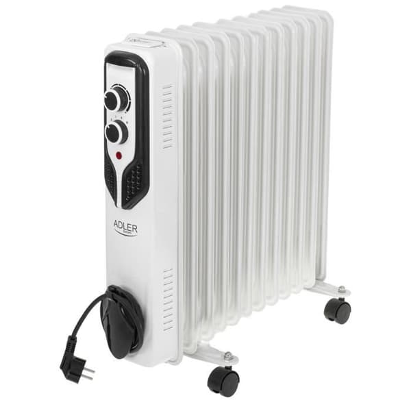 Oljekylare 11 element, 3 effektnivåer, temperaturregulator Adler AD7817 2500W Vit 05926 Vit