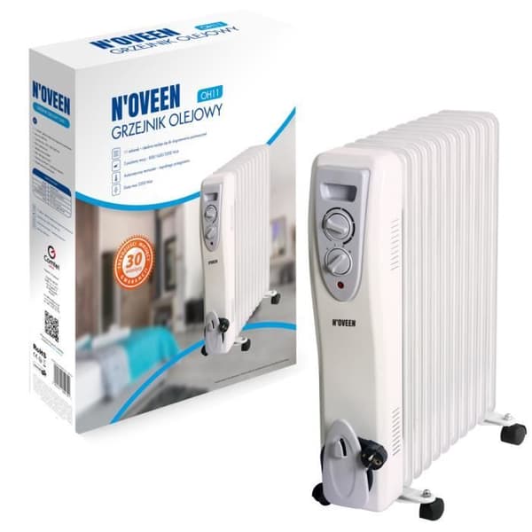 Oljefylld elradiator - N’OVEN OH11 - 11 ribbor - 2500W Vit