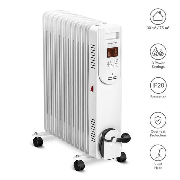 TROTEC TRH 26 E oljebadsradiator - Värme - 2500 W - 3 steg - Termostat
