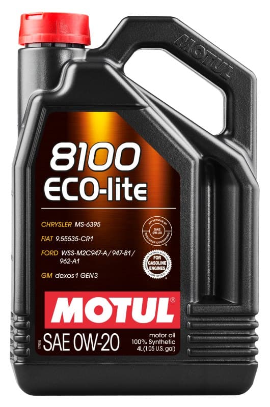 MOTUL OLJA 0W20 4L 8100 ECO-LITE / SP-RC / GF-6A / GM DEXOS1 GEN3 / MS-6395 / 9.55535-CR1 / WSS-M2C947-A 947-B1 962-A1