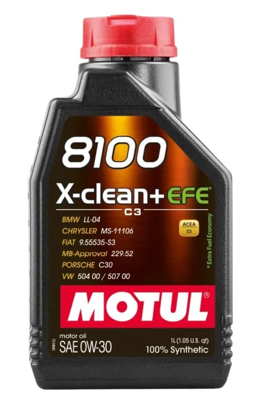 MOTUL OIL 0W30 1L X-CLEAN+ 8100 EFE / C3 / 504.00 507.00 / LL04 / MB 229.52 / C30