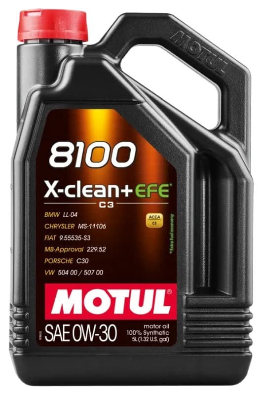 MOTUL OLIE 0W30 5L X-CLEAN+ 8100 EFE / C3 / 504,00 507,00 / LL04 / MB 229,52 / C30