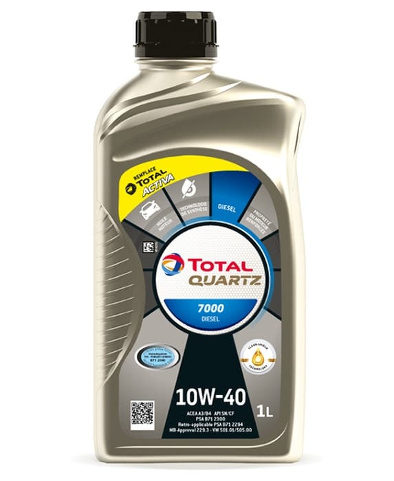TOTAL OIL QUARTZ 10W40 1L DIESEL 7000 / A3/B4 / SN/CF / 229.1 / 501.01 505.00 / B71 2300 B71 2294/B