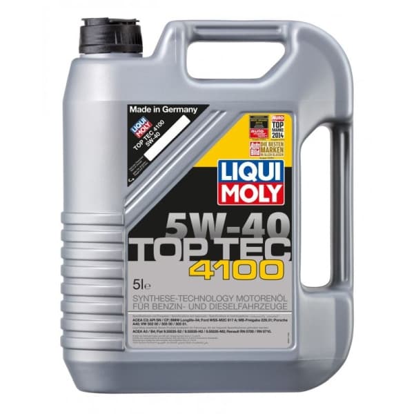 LIQUI MOLY OLIE 5W40 5L TOP TEC 4100 / DPF/FAP / 502,00 505,00 505,01 / 229,31 / LL-04 / WSS-M2C 917-A