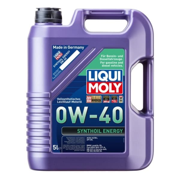 LIQUI MOLY OLIE 0W40 5L SYNTHOLIE ENERGI A3/B4 / SM/CF / 229.3 / A40 / 502.00 505.00 / WSS-M2C 937-A
