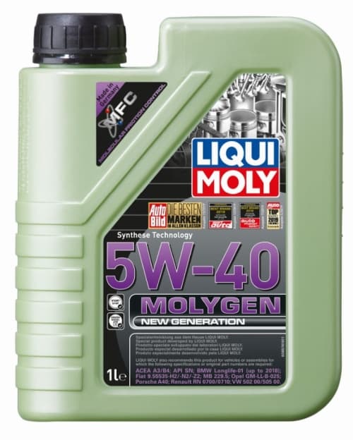 LIQUI MOLY ÖLJY 5W40 1L MOLYGEN A3/B4 / SN / LL01 / 9.55535-H2/N2/Z2 / 229.5 / GM-LL-B-025 / A40 / RN0710 / 502.00 505.00