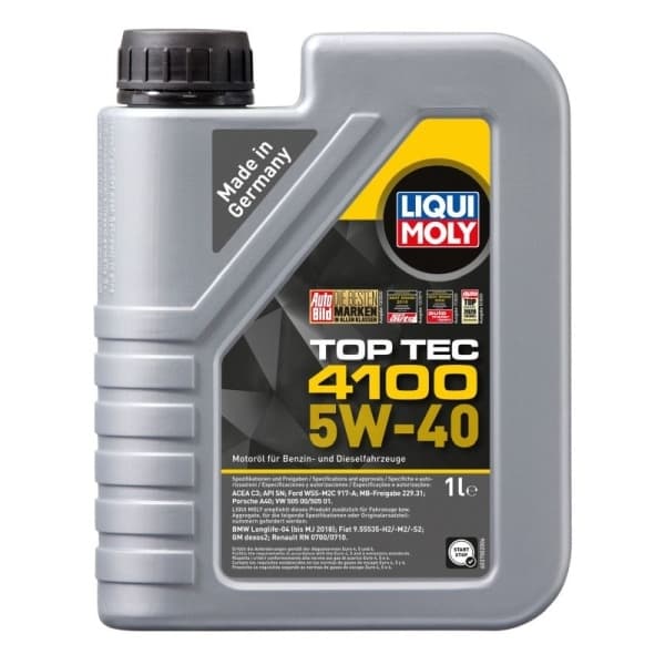 LIQUI MOLY OLIE 5W40 1L TOP TEC 4100 / DPF/FAP / 502,00 505,00 505,01 / 229,31 / LL-04 / WSS-M2C 917-A