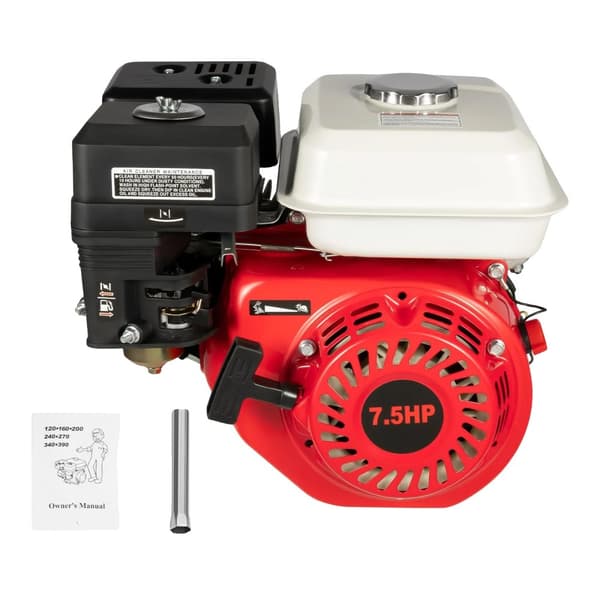 4-takts benzinmotor, 7,5 HK effekt, 0,95 gallons brændstoftank,Rød
