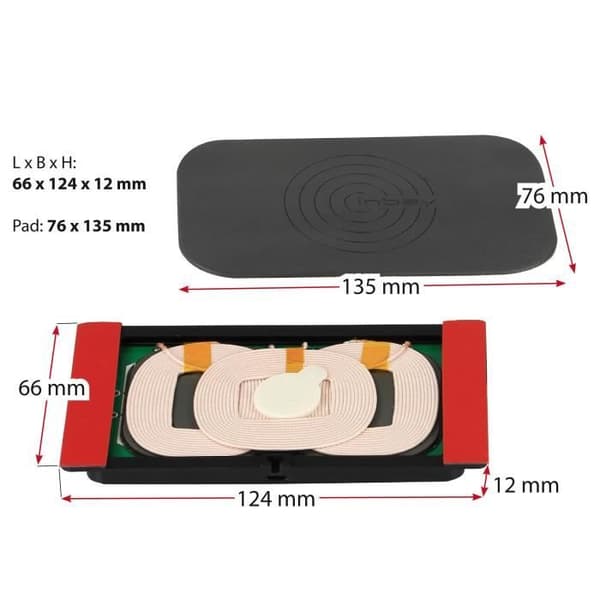 Kit för installation av induktionsladdare - 12V - med LED - Anslutningskabel för Chrysler/ Fiat/ Ford ap15/ Suzuki ap11 / Mazda/